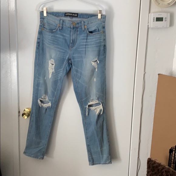 Express Denim - Blue distressed Girlfriend Jeans Express Denim - Blue distressed Girlfriend Jeans